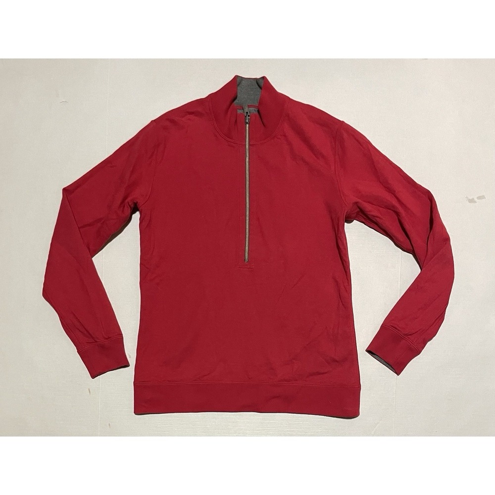Tommy Bahama‎ Sweater Mens Small Gray Red Reversible Pullover 1/2 Zip Sweatshirt